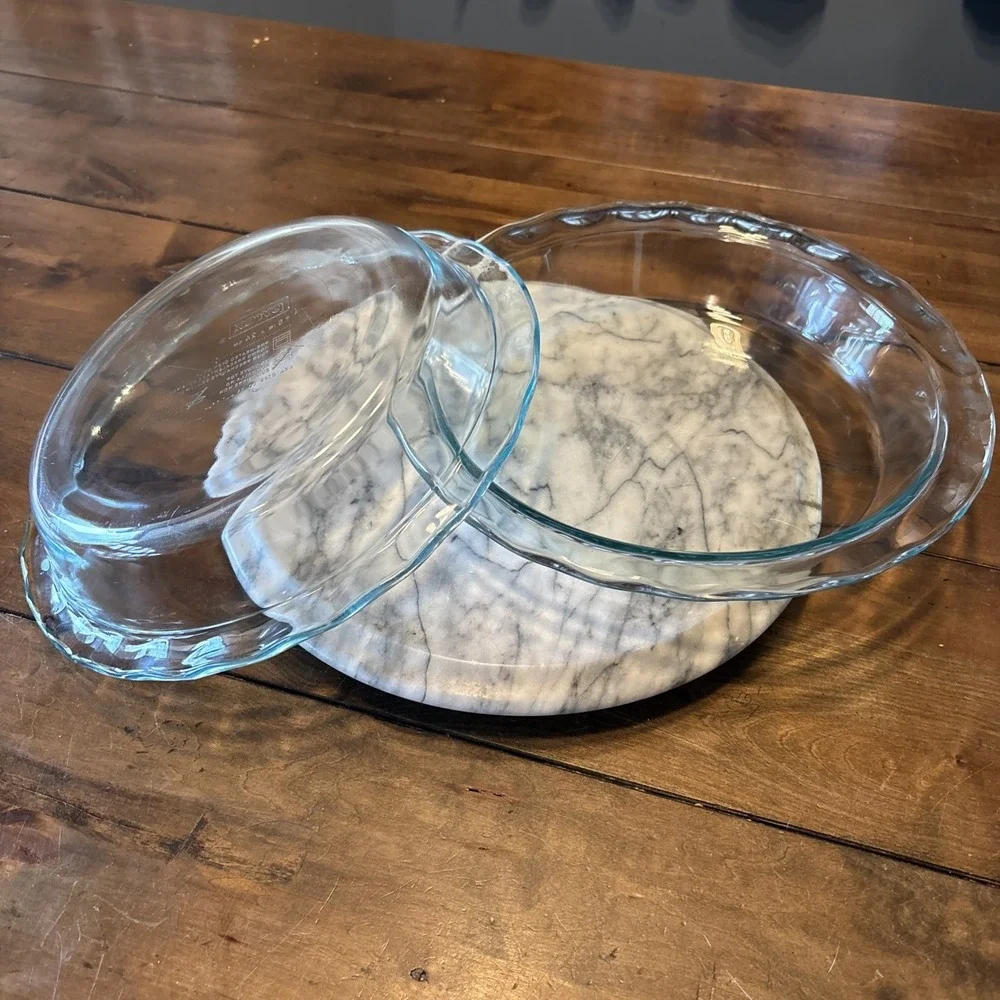 2pc VTG PYREX Pie Plates Clear Blue Tint 9